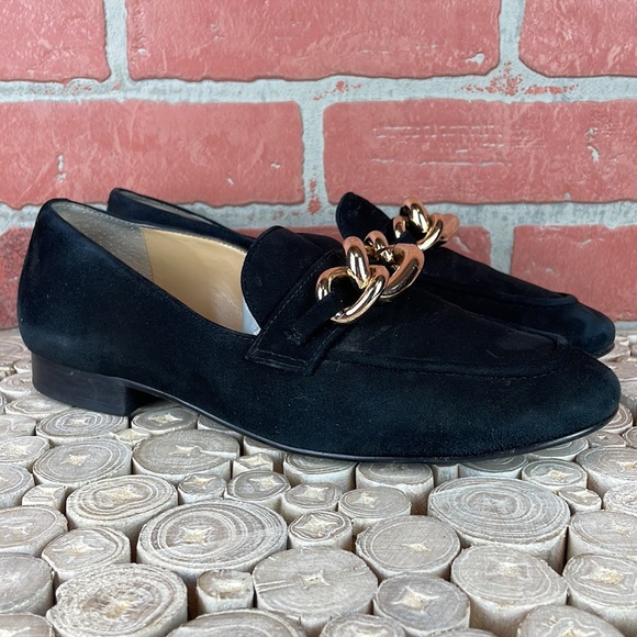 Talbots Cassidy Gold Chainlink Black Suede Loafer 7.5 - Picture 4 of 15